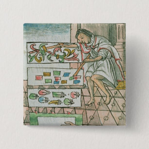 Aztec feather artisan 15 cm square badge