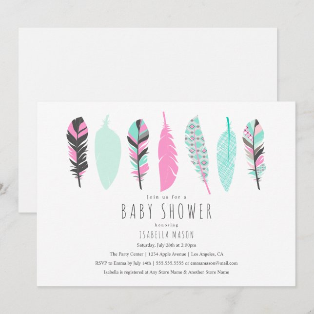 Aztec Feathers | Baby Shower Invitation (Front/Back)