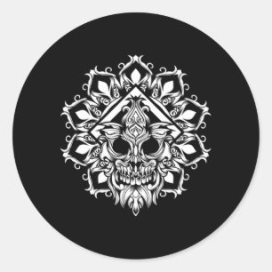 Aztec Flower Skull Maya Inca Civilisation Culture  Classic Round Sticker
