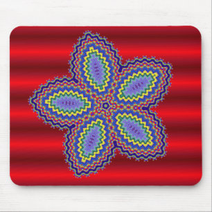 Aztec Flower w/Vibrant Red Background Mouse Pad