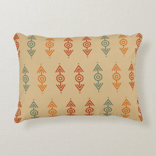 Aztec Geometric Blue And Orange Tribal Southwester Decorative Cushion