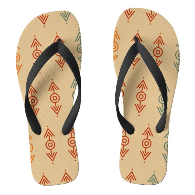 Aztec Geometric Blue And Orange Tribal Southwester Jandals (Footbed)