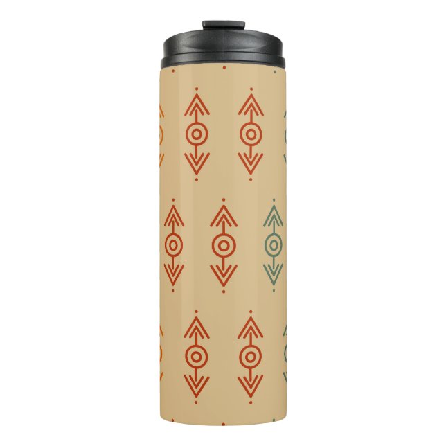 Aztec Geometric Blue And Orange Tribal Southwester Thermal Tumbler (Front)