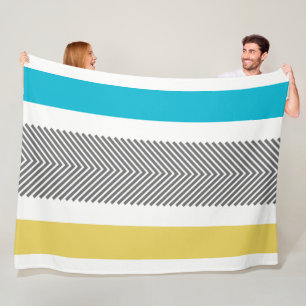 Aztec Geometric Blue Yellow Abstract Arrow Pattern Fleece Blanket