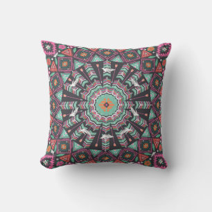 Aztec Geometric: Colourful Circle Pattern Cushion