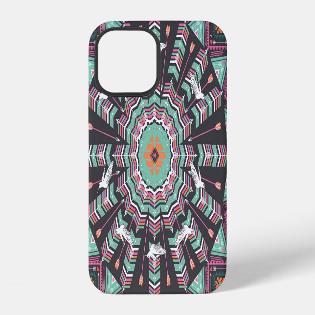 Aztec Geometric: Colourful Circle Pattern iPhone Case (Back)