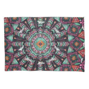 Aztec Geometric: Colourful Circle Pattern Pillowcase
