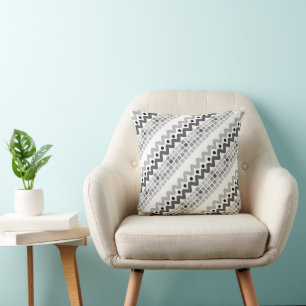 Aztec Geometric Grey Abstract Pattern Cushion