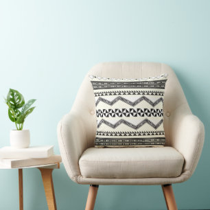 Aztec Geometric Grey Abstract Pattern Cushion