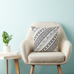 Aztec Geometric Grey Abstract Pattern Cushion