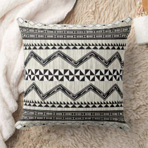 Aztec Geometric Grey Abstract Pattern Cushion
