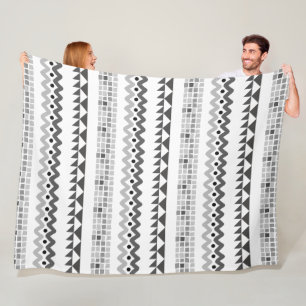 Aztec Geometric Grey Abstract Pattern Fleece Blanket
