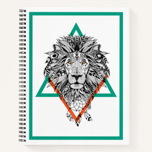 Aztec Geometric Lion Portrait Notebook