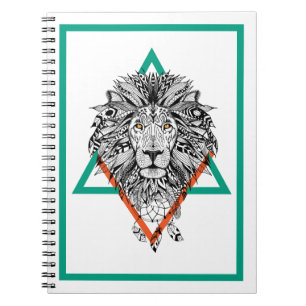 Aztec Geometric Lion Portrait Notebook