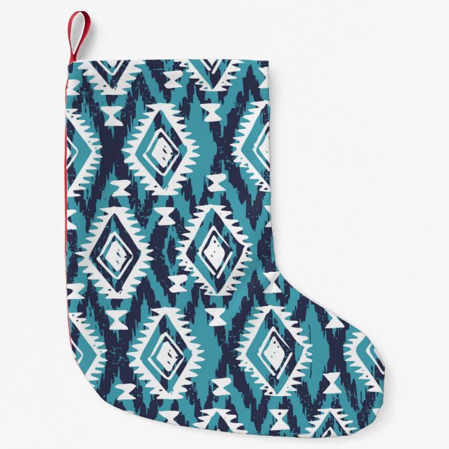 Aztec Geometric Tribal Navajo Print Small Christmas Stocking (Front)