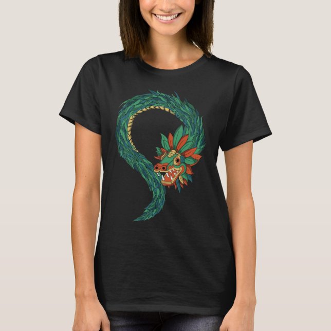 Aztec God Quetzalcoatl Cool Snake Dragon Inca Maya T-Shirt (Front)