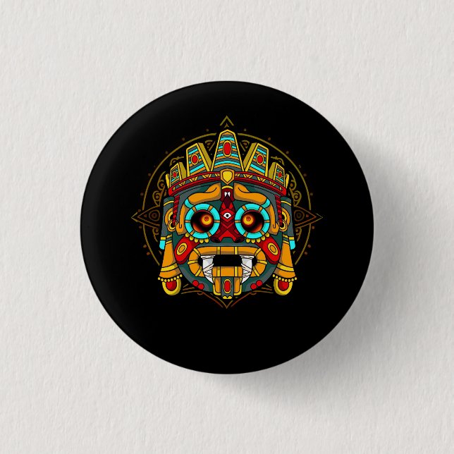 Aztec God Tlaloc Mayan Mythology Deity Mexican Her 3 Cm Round Badge (Front)