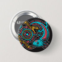 Aztec God Xolotl Fighting Jaguar Battle Tribal Art
