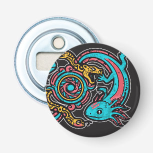 Aztec God Xolotl Fighting Jaguar Battle Tribal Art Bottle Opener