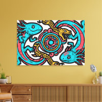 Aztec God Xolotl Fighting Jaguar Battle Tribal Art