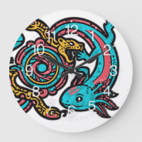 Aztec God Xolotl Fighting Jaguar Battle Tribal Art