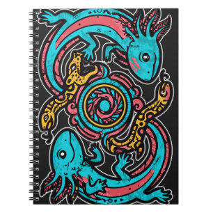 Aztec God Xolotl Fighting Jaguar Battle Tribal Art Notebook