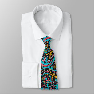 Aztec God Xolotl Fighting Jaguar Battle Tribal Art Tie