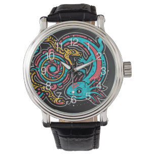 Aztec God Xolotl Fighting Jaguar Battle Tribal Art Watch