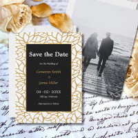 Aztec Gold Colour Foliage Outline Save The Date