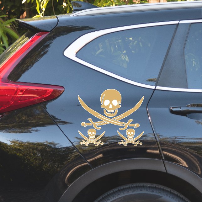 Aztec Gold Skull & Cutlass Pirate Calico Jack (Car Side)