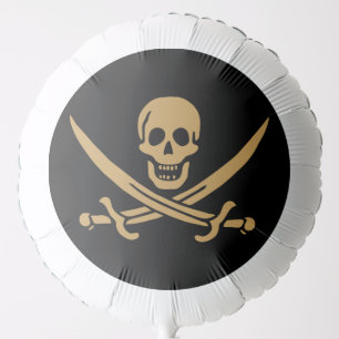 Aztec Gold Skull & Cutlass Pirate Calico Jack Balloon