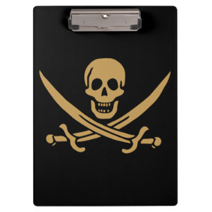 Aztec Gold Skull & Cutlass Pirate Calico Jack Clipboard