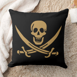 Aztec Gold Skull & Cutlass Pirate Calico Jack Cushion