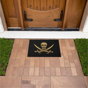 Aztec Gold Skull & Cutlass Pirate Calico Jack Doormat