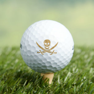 Aztec Gold Skull & Cutlass Pirate Calico Jack Golf Balls