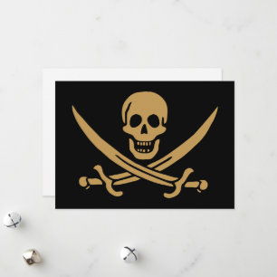 Aztec Gold Skull & Cutlass Pirate Calico Jack Holiday Card