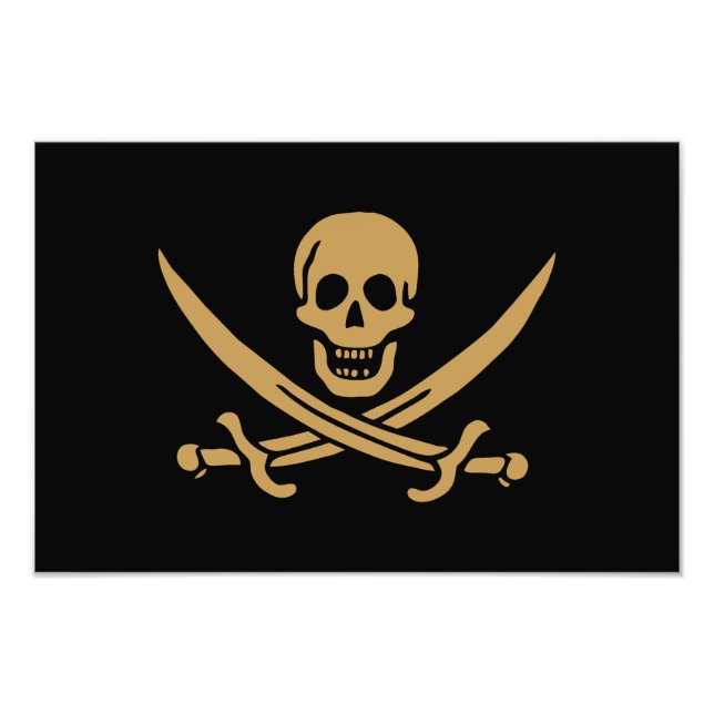 Aztec Gold Skull & Cutlass Pirate Calico Jack Photo Print (Front)