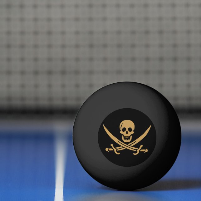 Aztec Gold Skull & Cutlass Pirate Calico Jack Ping Pong Ball (Net)