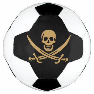 Aztec Gold Skull & Cutlass Pirate Calico Jack Soccer Ball