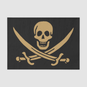 Aztec Gold Skull & Cutlass Pirate Calico Jack Tissue Paper
