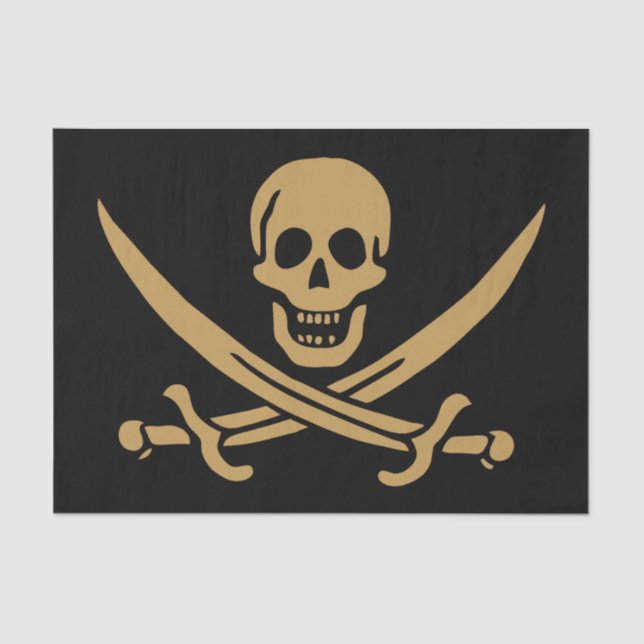 Aztec Gold Skull & Cutlass Pirate Calico Jack Tissue Paper (Front)