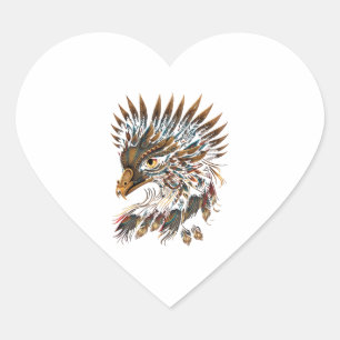 Aztec Golden Eagle Azteca Mexican Indigenous Art Heart Sticker
