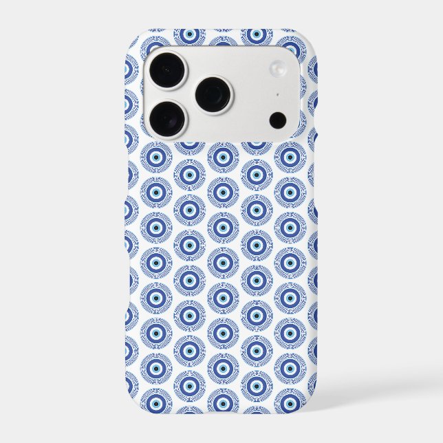 Aztec Greek Circle Key Evil Eye Pattern Blue (Back)