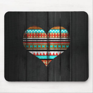 Aztec heart mouse pad