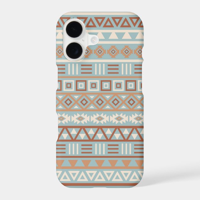 Aztec Influence Pattern Blue Cream Terracottas (Back)