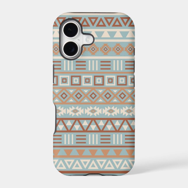 Aztec Influence Pattern Blue Cream Terracottas (Back)