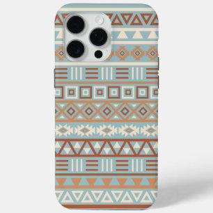 Aztec Influence Pattern Blue Cream Terracottas iPhone 15 Pro Max Case