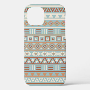 Aztec Influence Pattern Blue Cream Terracottas iPhone 12 Pro Case