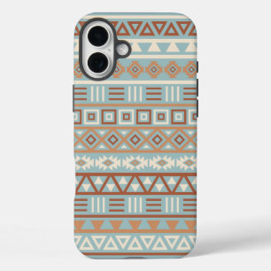 Aztec Influence Pattern Blue Cream Terracottas iPhone 16 Plus Case