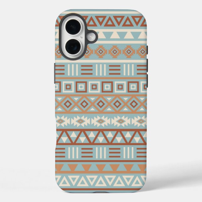 Aztec Influence Pattern Blue Cream Terracottas Case-Mate iPhone Case (Back)